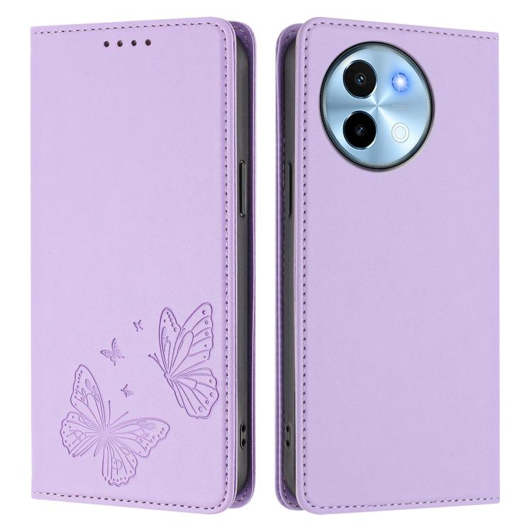 For vivo Y38 5G / T3x 5G Global Strong Magnetic Dual Butterfly RFID Vegan Leather Phone Case