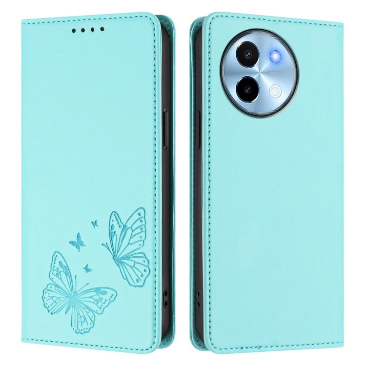 For vivo Y38 5G / T3x 5G Global Strong Magnetic Dual Butterfly RFID Vegan Leather Phone Case