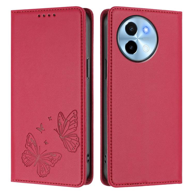 For vivo Y38 5G / T3x 5G Global Strong Magnetic Dual Butterfly RFID Vegan Leather Phone Case