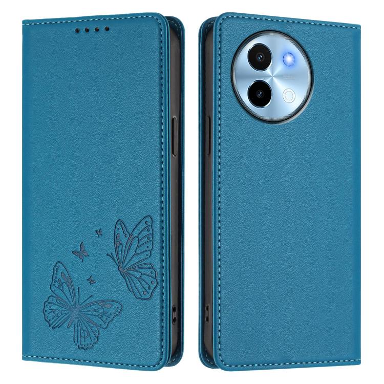 For vivo Y38 5G / T3x 5G Global Strong Magnetic Dual Butterfly RFID Vegan Leather Phone Case