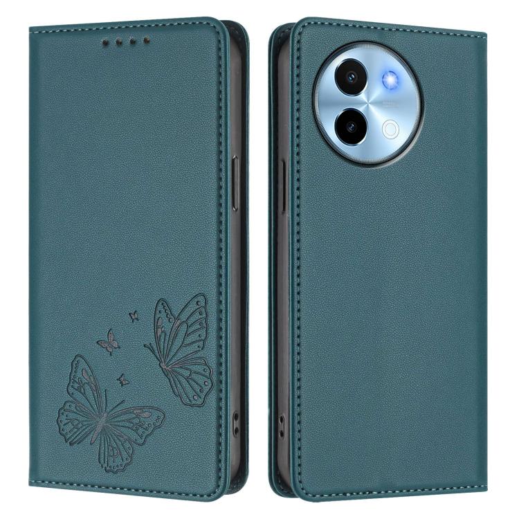 For vivo Y38 5G / T3x 5G Global Strong Magnetic Dual Butterfly RFID Vegan Leather Phone Case
