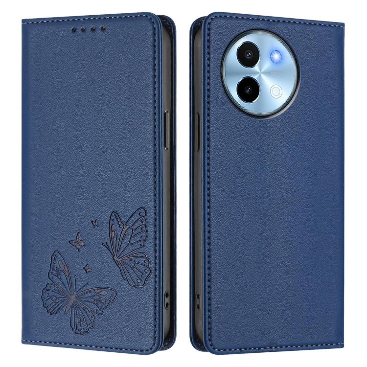 For vivo Y38 5G / T3x 5G Global Strong Magnetic Dual Butterfly RFID Vegan Leather Phone Case