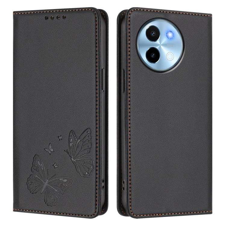 For vivo Y38 5G / T3x 5G Global Strong Magnetic Dual Butterfly RFID Vegan Leather Phone Case