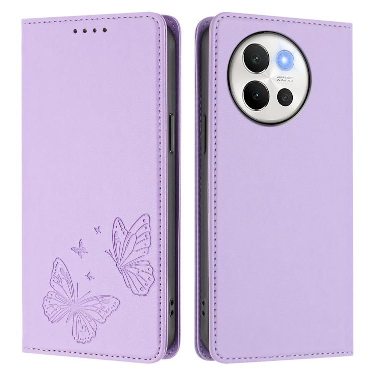 For vivo V40 Lite 5G / V30e 5G Global Strong Magnetic Dual Butterfly RFID Vegan Leather Phone Case