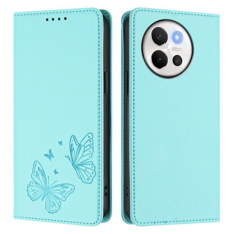 For vivo V40 Lite 5G / V30e 5G Global Strong Magnetic Dual Butterfly RFID Vegan Leather Phone Case