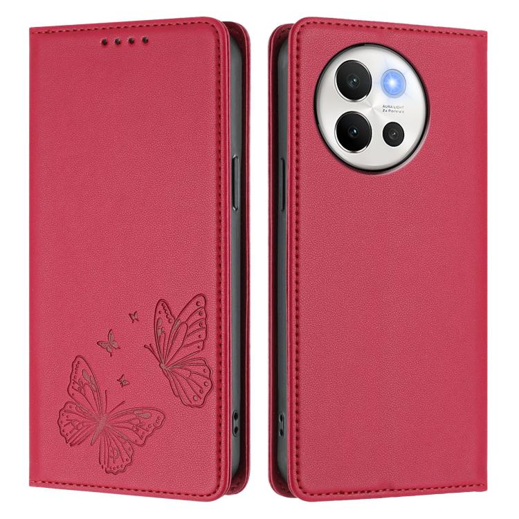 For vivo V40 Lite 5G / V30e 5G Global Strong Magnetic Dual Butterfly RFID Vegan Leather Phone Case