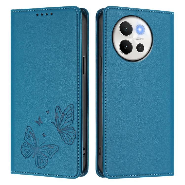 For vivo V40 Lite 5G / V30e 5G Global Strong Magnetic Dual Butterfly RFID Vegan Leather Phone Case
