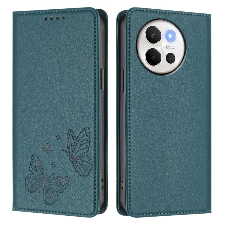 For vivo V40 Lite 5G / V30e 5G Global Strong Magnetic Dual Butterfly RFID Vegan Leather Phone Case