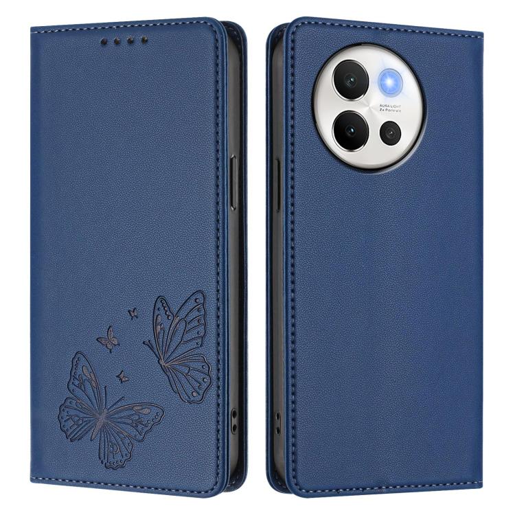 For vivo V40 Lite 5G / V30e 5G Global Strong Magnetic Dual Butterfly RFID Vegan Leather Phone Case