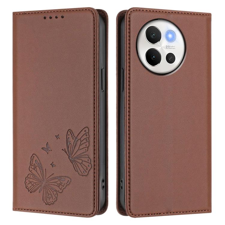 For vivo V40 Lite 5G / V30e 5G Global Strong Magnetic Dual Butterfly RFID Vegan Leather Phone Case