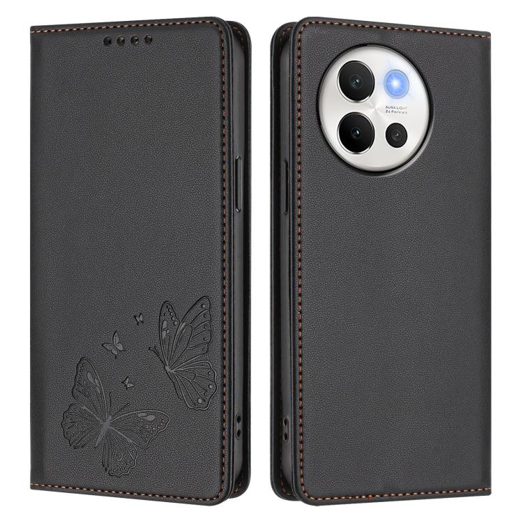 For vivo V40 Lite 5G / V30e 5G Global Strong Magnetic Dual Butterfly RFID Vegan Leather Phone Case
