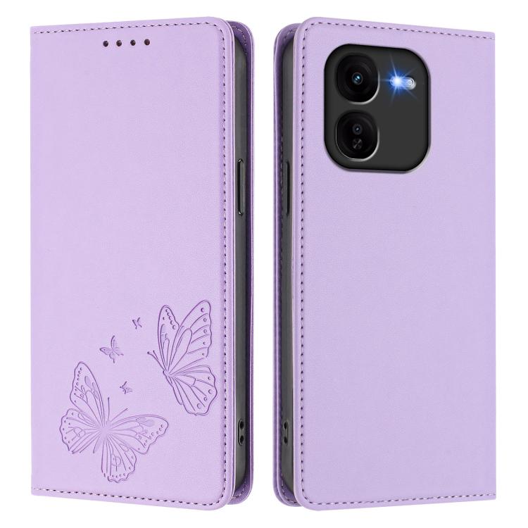 For vivo iQOO Z9x Strong Magnetic Dual Butterfly RFID Vegan Leather Phone Case