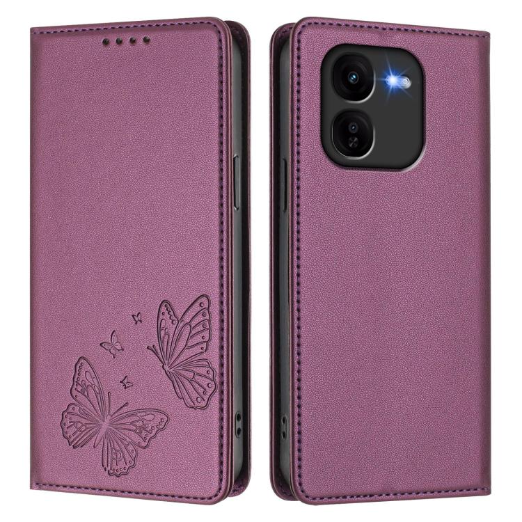 For vivo iQOO Z9x Strong Magnetic Dual Butterfly RFID Vegan Leather Phone Case