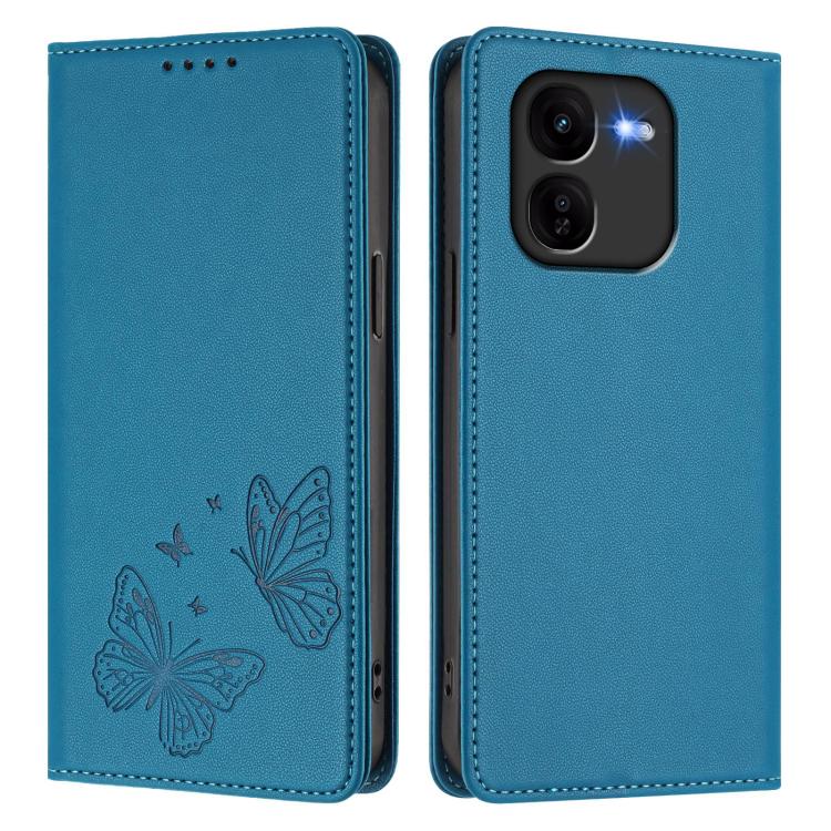 For vivo iQOO Z9x Strong Magnetic Dual Butterfly RFID Vegan Leather Phone Case