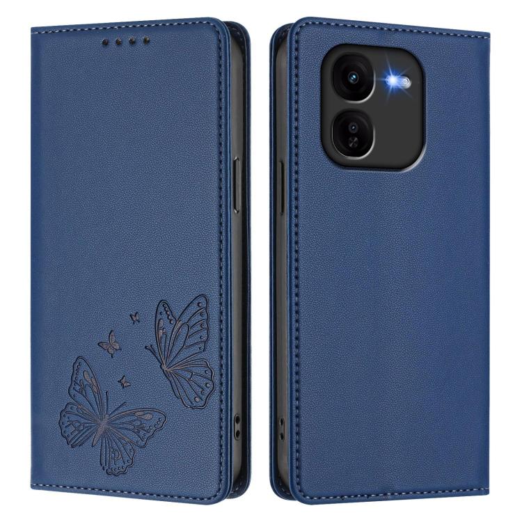 For vivo iQOO Z9x Strong Magnetic Dual Butterfly RFID Vegan Leather Phone Case