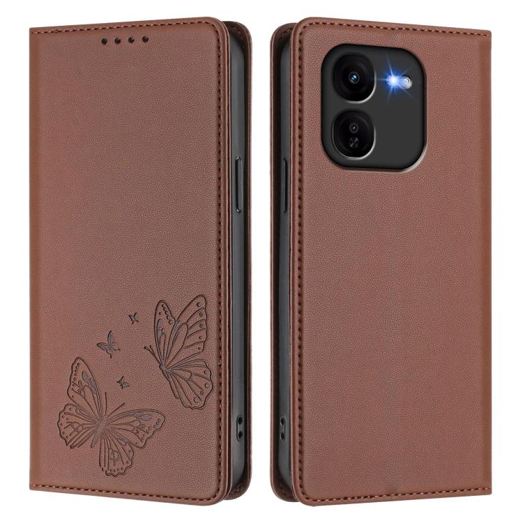 For vivo iQOO Z9x Strong Magnetic Dual Butterfly RFID Vegan Leather Phone Case