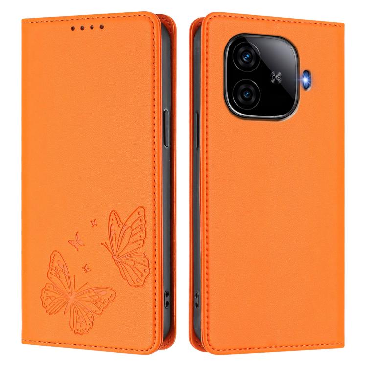 For vivo iQOO Z9 / Z9 Turbo Strong Magnetic Dual Butterfly RFID Vegan Leather Phone Case