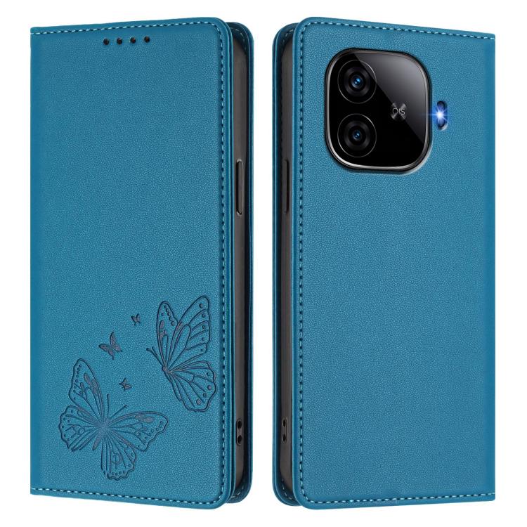 For vivo iQOO Z9 / Z9 Turbo Strong Magnetic Dual Butterfly RFID Vegan Leather Phone Case