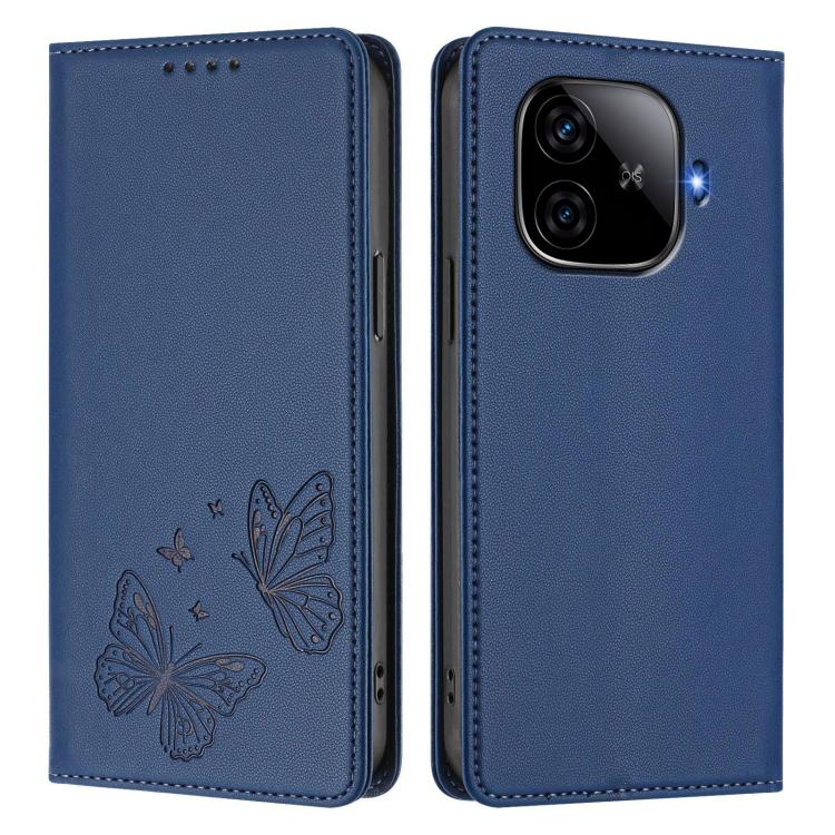 For vivo iQOO Z9 / Z9 Turbo Strong Magnetic Dual Butterfly RFID Vegan Leather Phone Case
