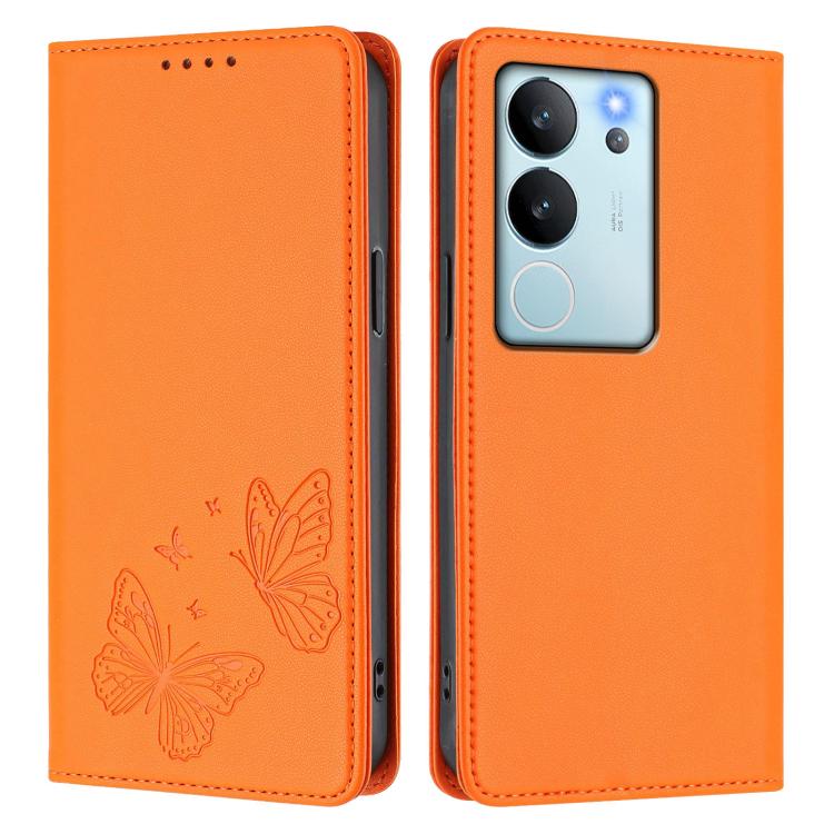 For vivo V29e 5G / Y200 5G / V30 Lite 5G Global Strong Magnetic Dual Butterfly RFID Vegan Leather Phone Case