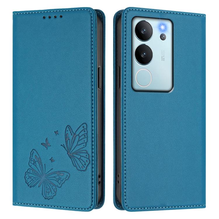 For vivo V29e 5G / Y200 5G / V30 Lite 5G Global Strong Magnetic Dual Butterfly RFID Vegan Leather Phone Case