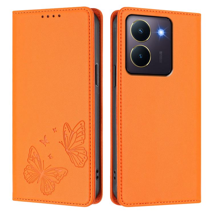 For vivo Y27s 4G / Y36 4G Strong Magnetic Dual Butterfly RFID Vegan Leather Phone Case
