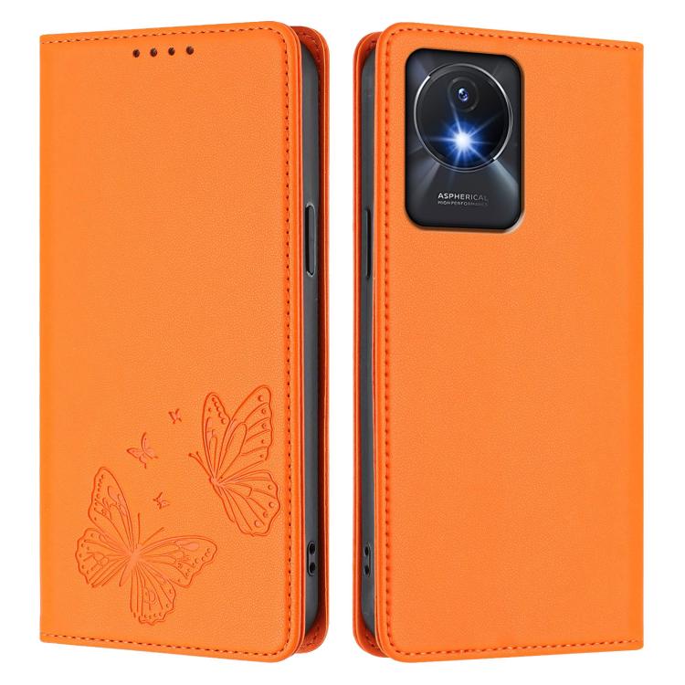 For vivo Y02a 4G / Y02 4G / Y11 / Y02t Strong Magnetic Dual Butterfly RFID Vegan Leather Phone Case