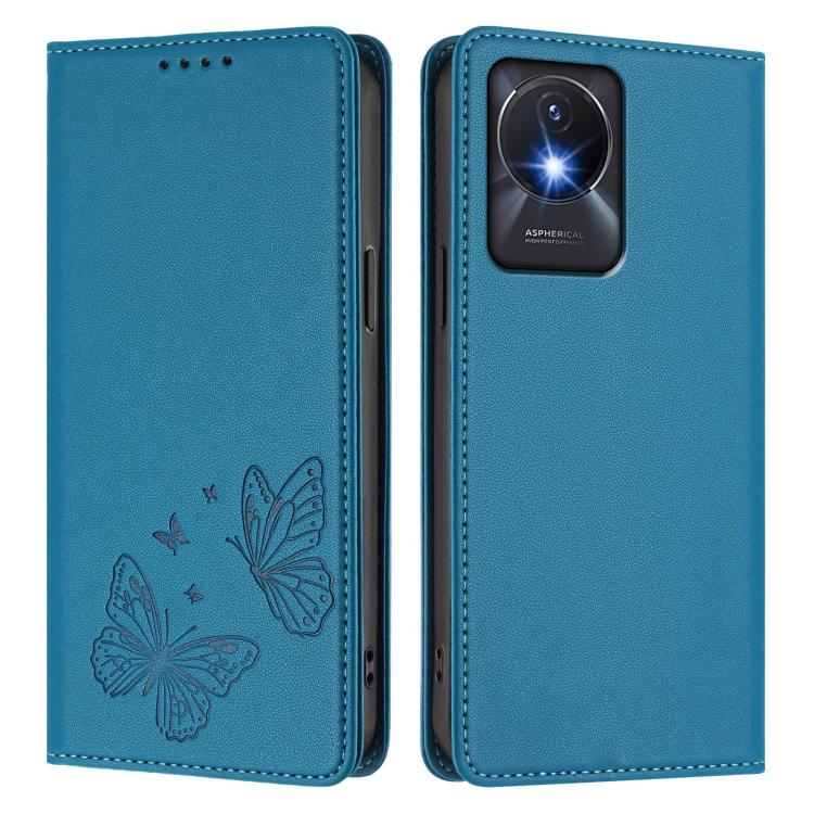 For vivo Y02a 4G / Y02 4G / Y11 / Y02t Strong Magnetic Dual Butterfly RFID Vegan Leather Phone Case