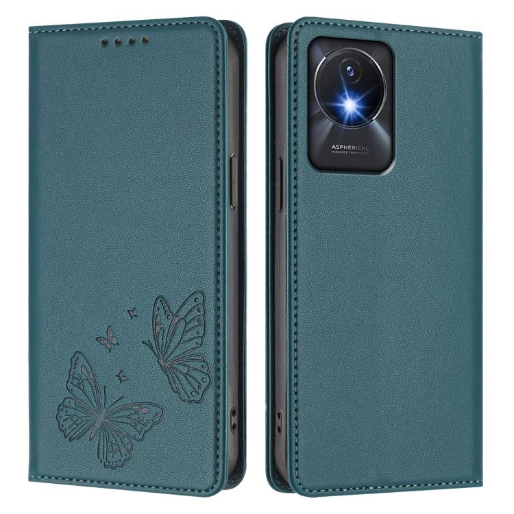 For vivo Y02a 4G / Y02 4G / Y11 / Y02t Strong Magnetic Dual Butterfly RFID Vegan Leather Phone Case