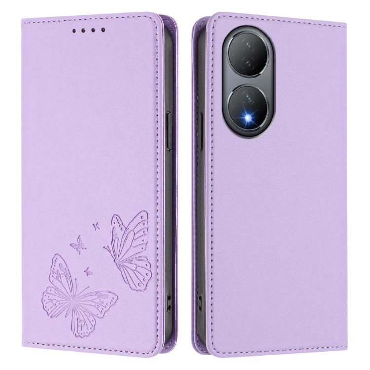 For vivo Y100 5G / Y100A 5G India Strong Magnetic Dual Butterfly RFID Vegan Leather Phone Case
