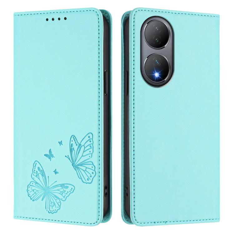 For vivo Y100 5G / Y100A 5G India Strong Magnetic Dual Butterfly RFID Vegan Leather Phone Case