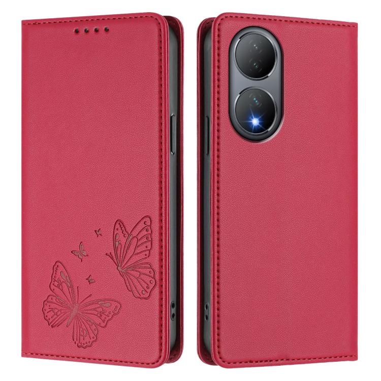 For vivo Y100 5G / Y100A 5G India Strong Magnetic Dual Butterfly RFID Vegan Leather Phone Case