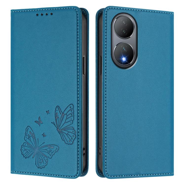 For vivo Y100 5G / Y100A 5G India Strong Magnetic Dual Butterfly RFID Vegan Leather Phone Case