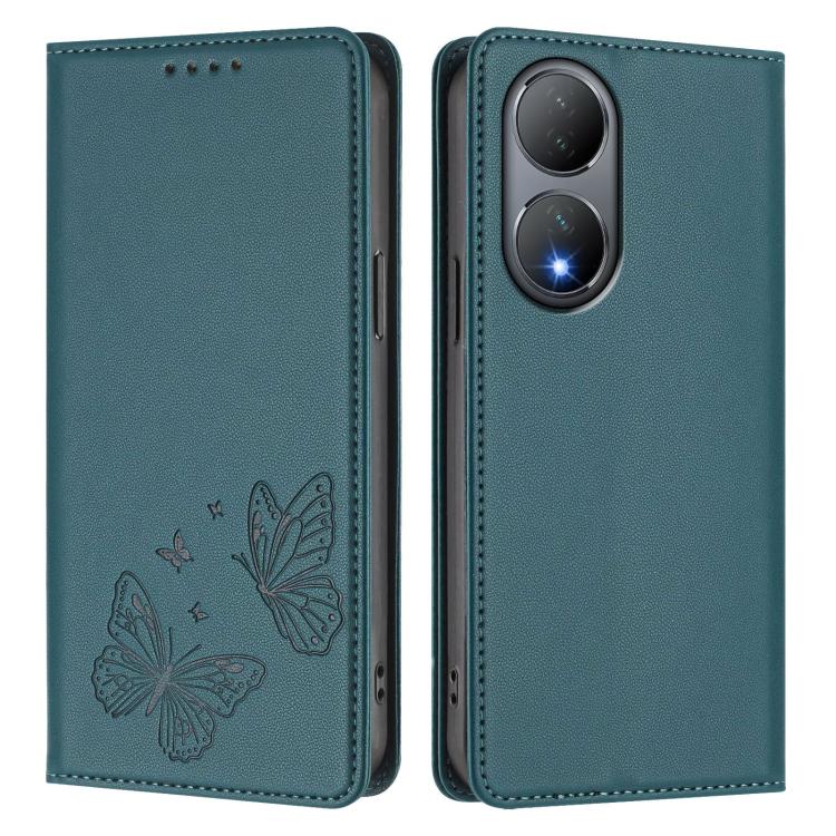 For vivo Y100 5G / Y100A 5G India Strong Magnetic Dual Butterfly RFID Vegan Leather Phone Case