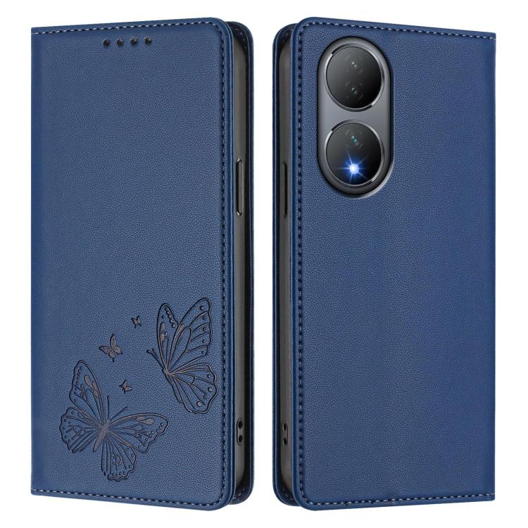 For vivo Y100 5G / Y100A 5G India Strong Magnetic Dual Butterfly RFID Vegan Leather Phone Case