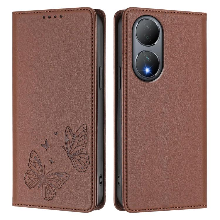 For vivo Y100 5G / Y100A 5G India Strong Magnetic Dual Butterfly RFID Vegan Leather Phone Case