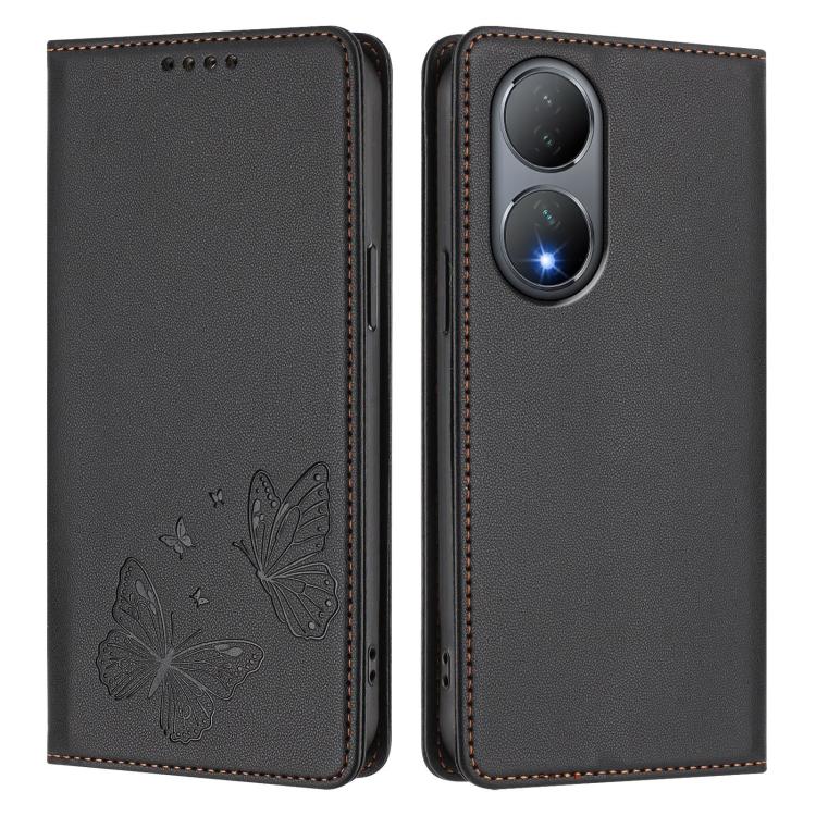 For vivo Y100 5G / Y100A 5G India Strong Magnetic Dual Butterfly RFID Vegan Leather Phone Case