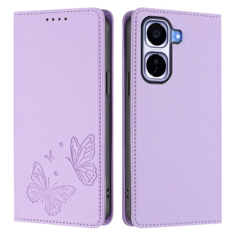 For vivo iQOO Neo11 Strong Magnetic Dual Butterfly RFID Vegan Leather Phone Case