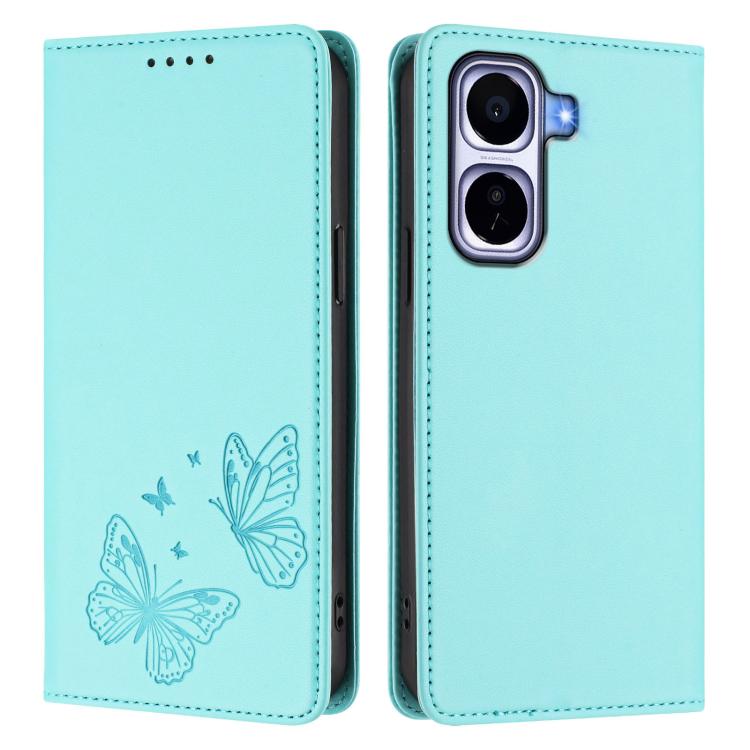 For vivo iQOO Neo11 Strong Magnetic Dual Butterfly RFID Vegan Leather Phone Case