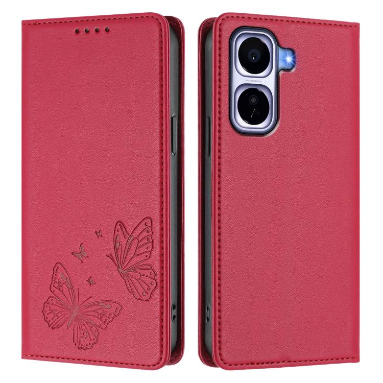 For vivo iQOO Neo11 Strong Magnetic Dual Butterfly RFID Vegan Leather Phone Case