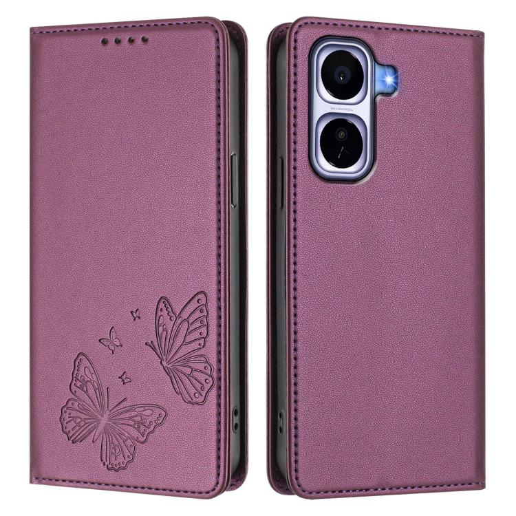 For vivo iQOO Neo11 Strong Magnetic Dual Butterfly RFID Vegan Leather Phone Case