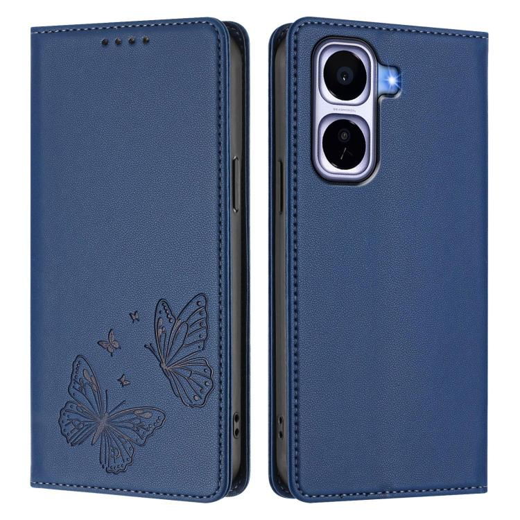 For vivo iQOO Neo11 Strong Magnetic Dual Butterfly RFID Vegan Leather Phone Case