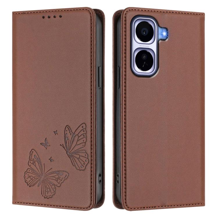 For vivo iQOO Neo11 Strong Magnetic Dual Butterfly RFID Vegan Leather Phone Case