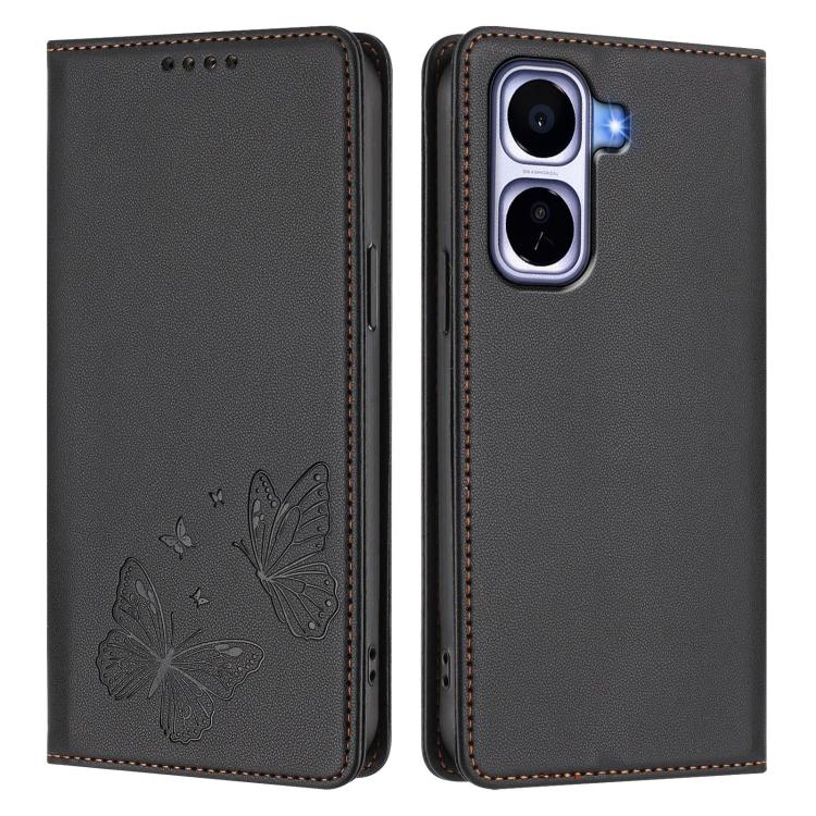 For vivo iQOO Neo11 Strong Magnetic Dual Butterfly RFID Vegan Leather Phone Case