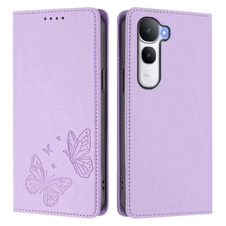 For vivo Y400 5G / 4G Strong Magnetic Dual Butterfly RFID Vegan Leather Phone Case