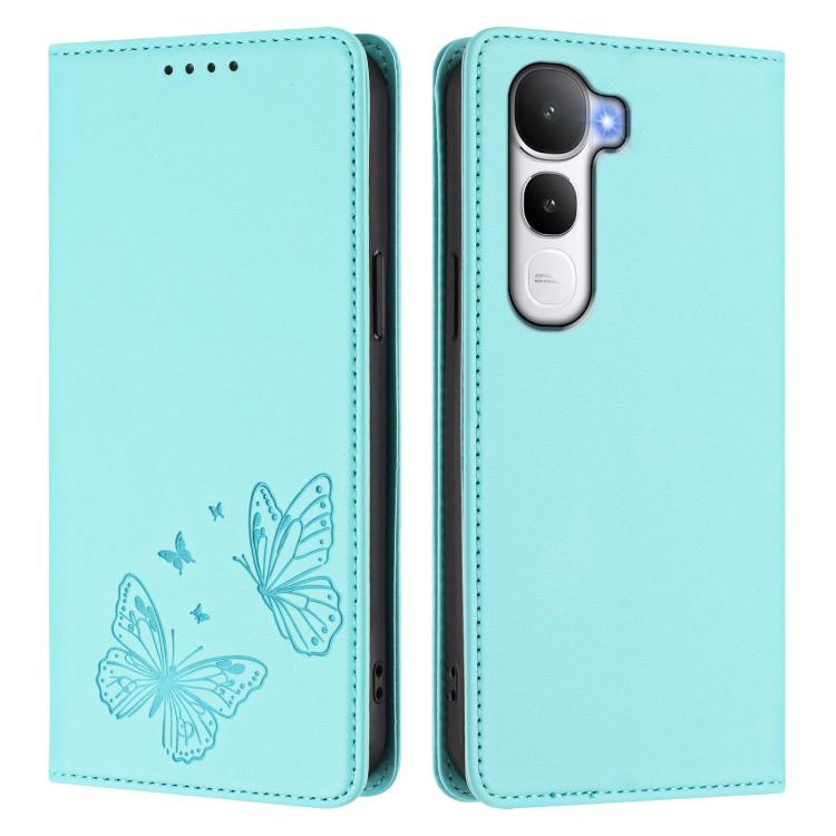 For vivo Y400 5G / 4G Strong Magnetic Dual Butterfly RFID Vegan Leather Phone Case