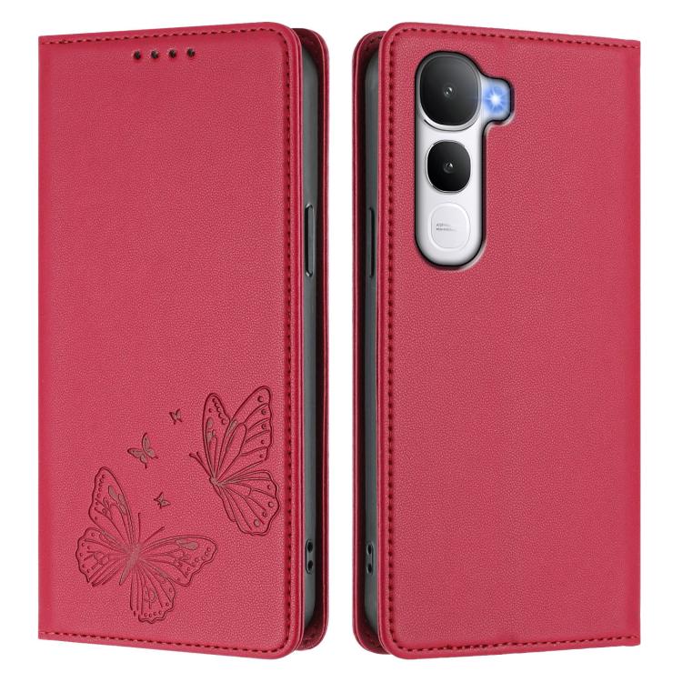 For vivo Y400 5G / 4G Strong Magnetic Dual Butterfly RFID Vegan Leather Phone Case