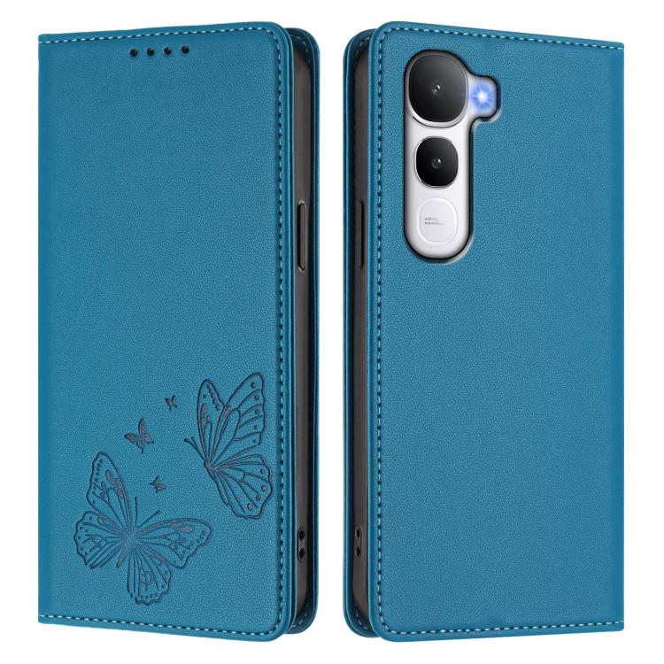For vivo Y400 5G / 4G Strong Magnetic Dual Butterfly RFID Vegan Leather Phone Case
