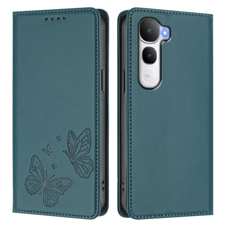 For vivo Y400 5G / 4G Strong Magnetic Dual Butterfly RFID Vegan Leather Phone Case