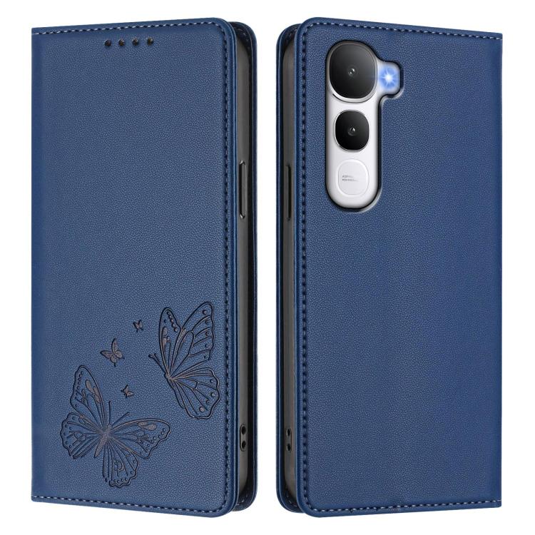 For vivo Y400 5G / 4G Strong Magnetic Dual Butterfly RFID Vegan Leather Phone Case
